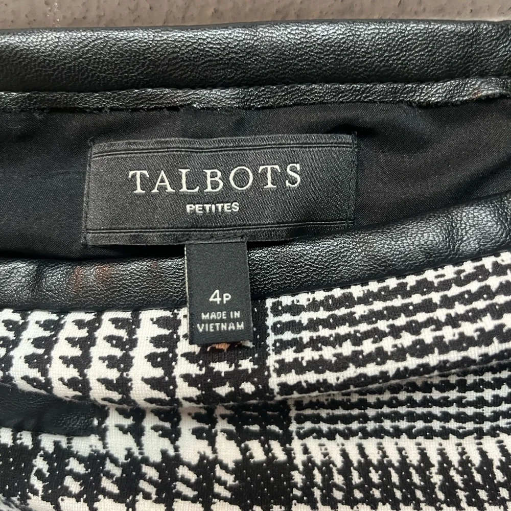 Talbots Black and White Glen Plaid Pencil Skirt
